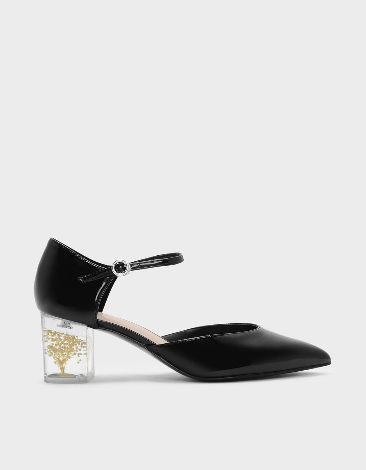 CHARLES \u0026 KEITH Floral Lucite Heel Mary 
