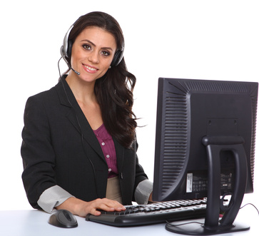 Female customer service representative smiling