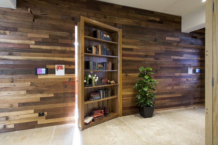 Swing bookcase at Airbnb new office, Sydney, Australia. Photo by James Horan 16/11/2015