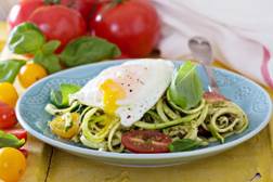 Pesto Zucchini Pasta with Eggs