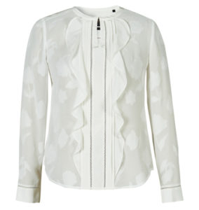 David Lawrence Anya Ruffle Front Long Sleeve Blouse