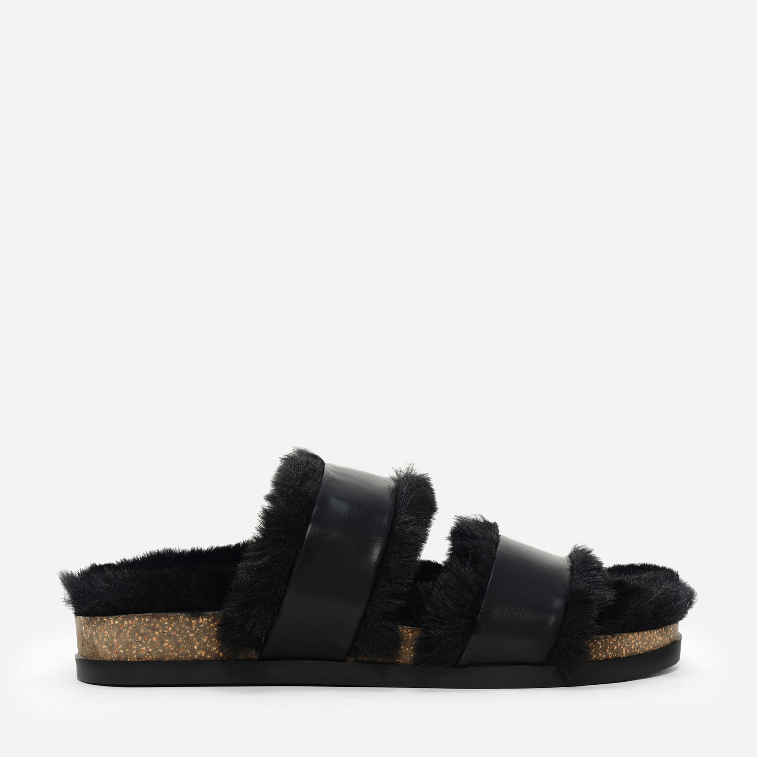 CHARLES & KEITH Furry Double Strap Mules