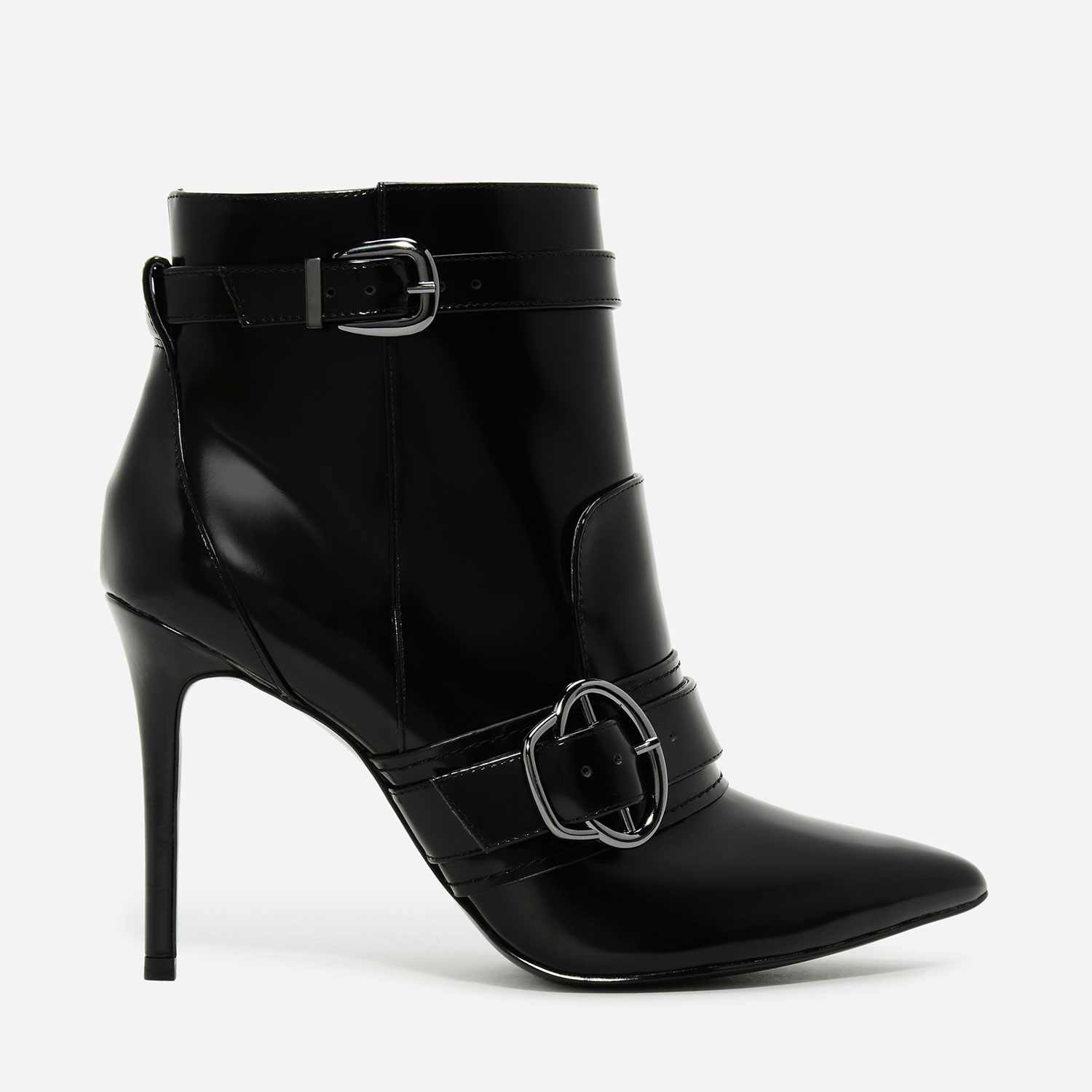 CHARLES & KEITH Buckle Detail Leather Ankle Boots