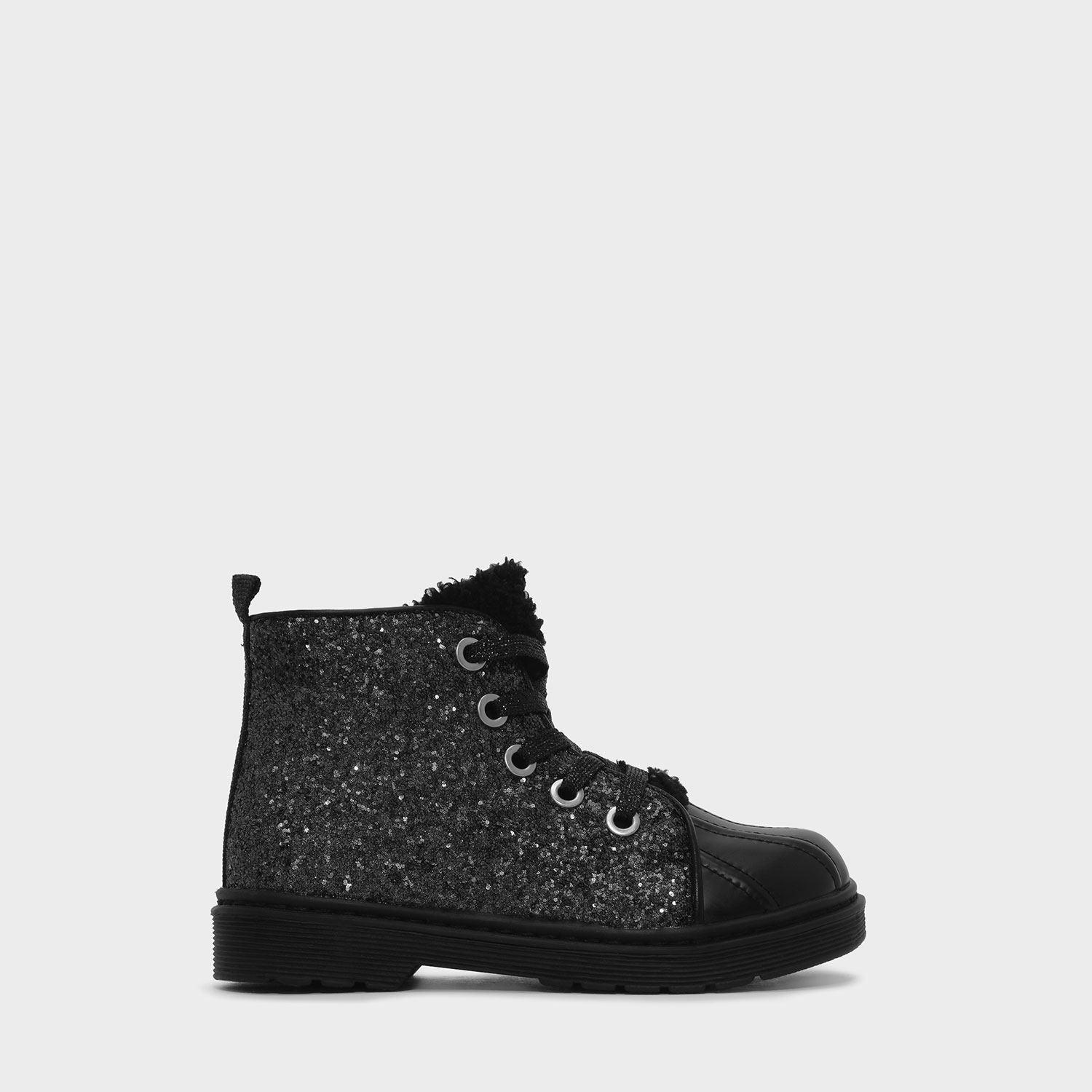 CHARLES & KEITH Kids Textured Lace-Up Calf Boots
