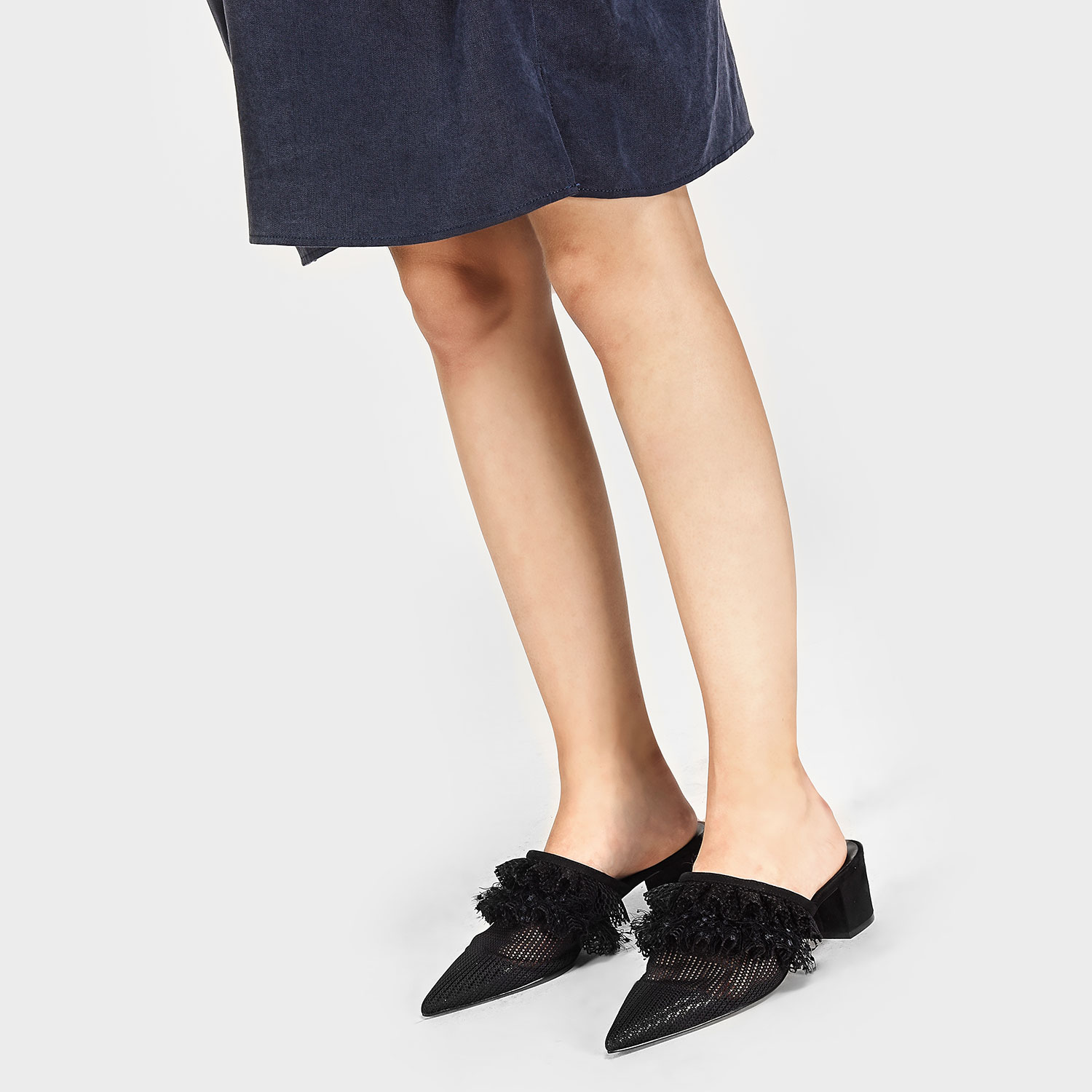 CHARLES & KEITH Pointed Toe Fringe Slip-Ons