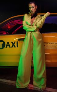 Lime Extreme Oversized Satin Wide Leg Jumpsuit