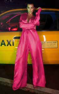 Fuchsia Extreme Oversized Satin Wide Leg Jumpsuit