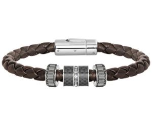 Swarovski Diagonal Bracelet Leather Gray Stainless steel