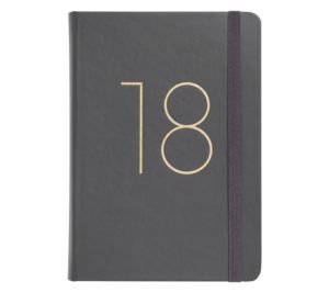 2018 A5 BONDED LEATHER WEEKLY DIARY: CHARCOAL