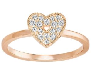 Swarovski Field Folded Heart Ring, White, Rose Gold Plating Pink Rose gold-plated