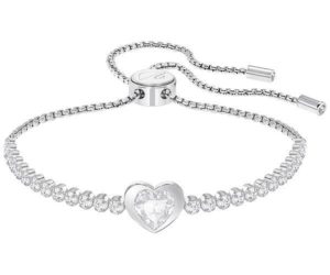 Swarovski Subtle Heart Bracelet, White, Rhodium plating White Rhodium-plated