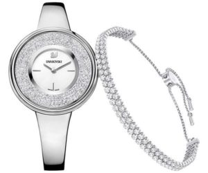 Swarovski Crystalline Pure Set, White, Silver tone White Stainless steel