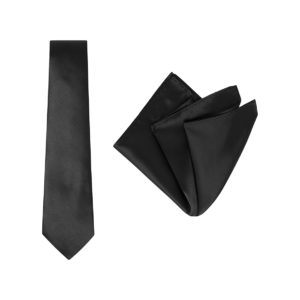 Tie and Pocket Square Plain Black