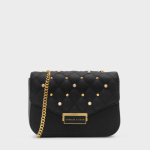 CHARLES & KEITH Stud Detail Quilted Crossbody Bag