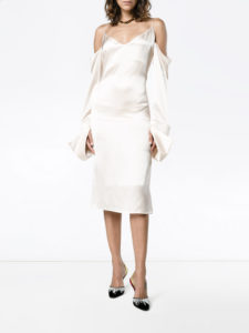 MICHAEL LO SORDO Cold-shoulder silk midi-dress