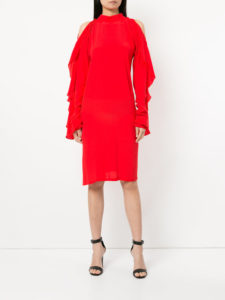 STRATEAS CARLUCCI Exposed Orchid ruffled-sleeve dress $600|20% off$480