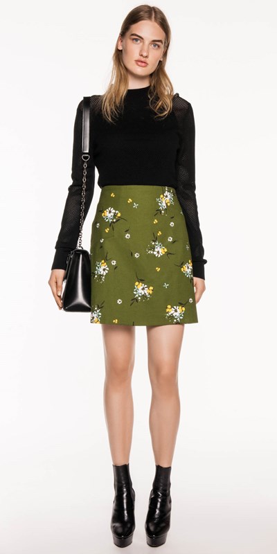 Cue Floral Pique Skirt