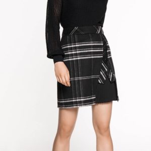 Cue Wool Contrast Pleated Skirt