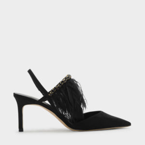CHARLES & KEITH Feathered Embellished Strap Heels