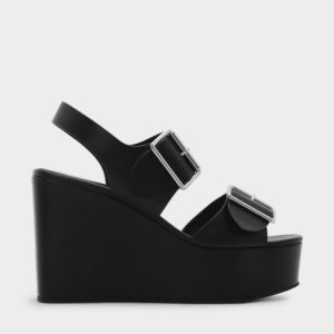 CHARLES & KEITH Buckle Detail Wedge Sandals