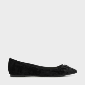 CHARLES & KEITH Bow Detail Velvet Ballerinas