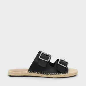 CHARLES & KEITH Double Buckle Espadrille Sole Sliders