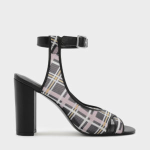CHARLES & KEITH Ankle Strap Block Heel Mesh Sandals