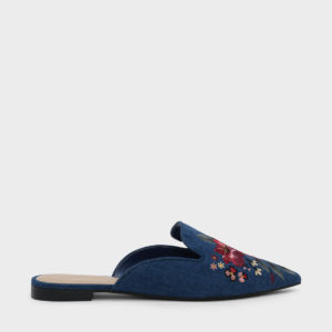 CHARLES & KEITH Embroidered Pointed Slip Ons