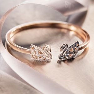 Swarovski Facet Swan Bangle, Multi-colored, Mixed Plating Black