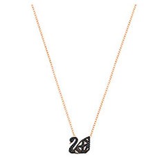 Swarovski Facet Swan Necklace, Black, Mixed plating Black
