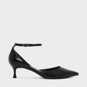 CHARLES & KEITH Metallic Ankle Strap Heeled Sandals