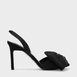 CHARLES & KEITH Oversized Bow Detail Satin Slingbacks