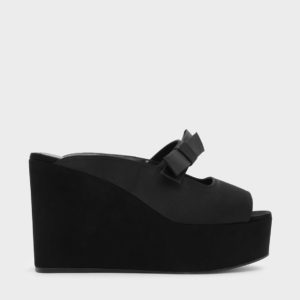 CHARLES & KEITH Bow Detail Wedge Mules