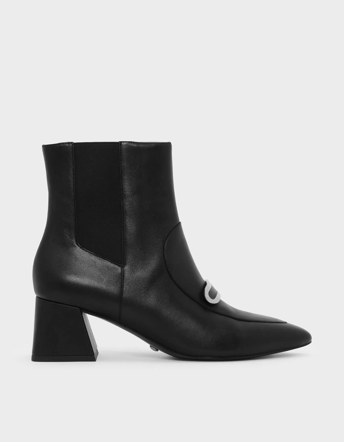CHARLES & KEITH Metal Accent Leather Boots | Australian Women Online
