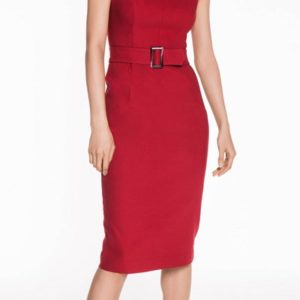 Cue Cherry Belted Pencil Dress