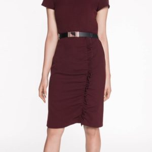 Cue Crepe Belted Ruched Dress