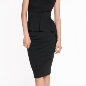 Cue Double Knit Tuck Detail Peplum Dress