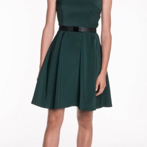 Cue Forest Belted Cap Sleeve Dress