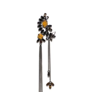 Cue Jewelled Mustard Resin Brooch