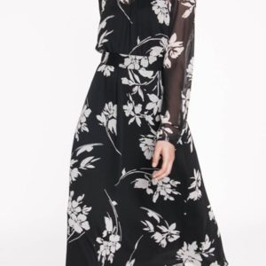 Cue Monochrome Floral Midi Dress