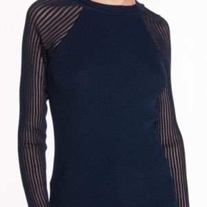 Cue Solid And Sheer Rib Knit