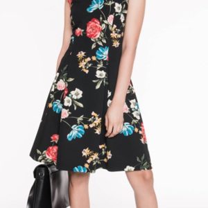 Cue Watercolour Rose Cap Sleeve Dress