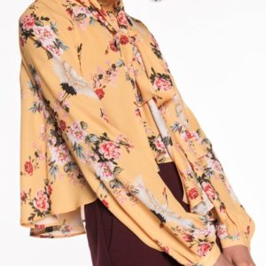Cue Yellow Crane Georgette Top