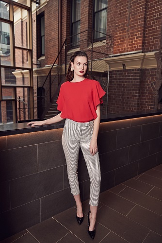 Georgia Ruffle Sleeve Top + Helen Buckled Pants