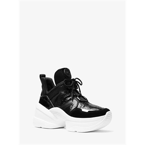 MICHAEL Michael Kors Olympia Leather Mixed-Media Trainer