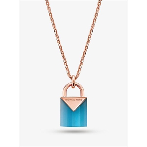 Michael Kors 14k Rose Gold-Plated Sterling Silver Lock Necklace