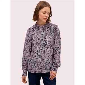 Kate Spade Flair Flora Ruffle Neck Blouse