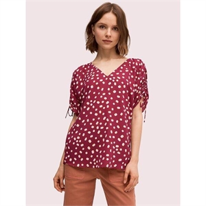 Kate Spade Mallow Dot Ruched Sleeve Top