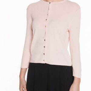 Veronika Maine Ladies 3/4 Sleeve Cardigan Pink Shell