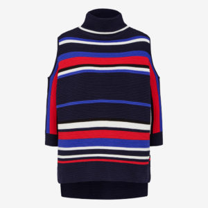 French Connection Apres Stripe Cut Out Shoulder Knit